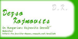 dezso kojnovits business card